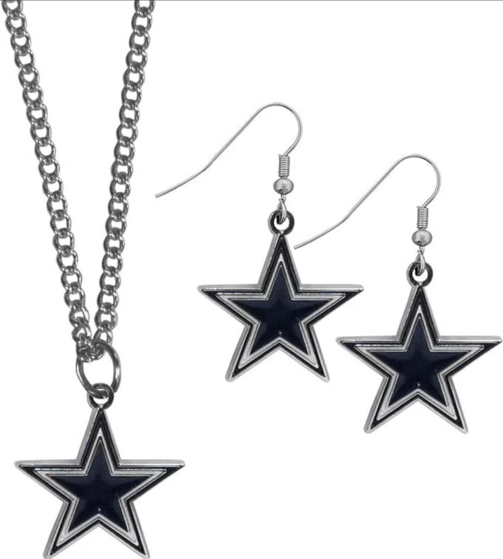 Dallas Cowboys Dangle Earrings Chain Necklace - ,